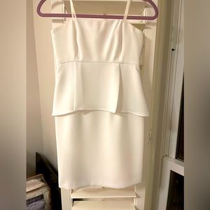 White strapless fitted cocktail dress